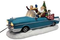 Led Weihnachts Szene "weihnachtsmann Im Oldtimer" Blau - 38 Cm / Netzteil -...