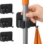 4x Ger&auml;tehalter Besenhalter Selbstklebend Schwarz Gartenger&auml;tehalter