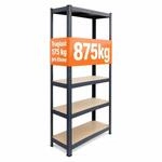 Relaxdays Schwerlastregal, Hbt: 150x75x30 Cm, Traglast 875 Kg, 5 Mdf-ebenen,