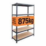 Relaxdays Schwerlastregal, Hbt: 200x120x40 Cm, Traglast 875 Kg, 5 Mdf-ebenen,
