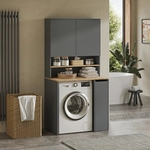 Waschmaschinenschrank Viktor, Anthrazit/goldkraft Eiche, 93.6 X 88.2 Cm 2 Teile...