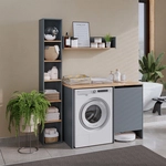 Waschmaschinenschrank Viktor, Anthrazit/goldkraft Eiche, 119.6 X 88.2 Cm Mit 1 T&uuml;r,