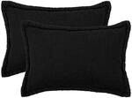 Kissenbezug 2 Pcs Houten Schwarz 50 X 80 Cm Boucl&eacute; Vidaxl