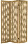 Ml-design Paravent Raumteiler 3-teilig Kobe, Natur, 170x121 Cm, Aus Holz, Faltbarer