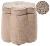 Kinderhocker Mit Stauraum Flower Blume Boucl&eacute; Beige
