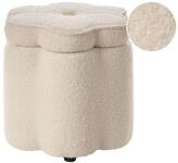 Pouf Mit Stauraum Flower Blume Boucl&eacute; Cremewei&szlig;