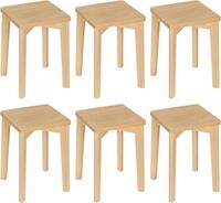 Woltu 6er Set Esszimmerst&uuml;hle Massivholz, Rechteckiger Holzhocker Stapelbar,