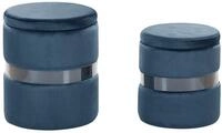 Pouf Mit Stauraum 2er Set Doris Samtstoff Blau