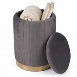 Relaxdays Hocker Samt, Sitzhocker Mit Stauraum, Gepolstert, Hxd: 42x32 Cm, Runder