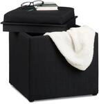 Relaxdays Sitzhocker Mit Stauraum, Hxbxt: 42 X 40,5 X 40,5 Cm, Aufbewahrungsbox,