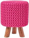 Homescapes Gestrickter Fu&szlig;hocker, 42 Cm Hoch, Pink