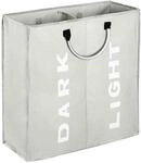 W&auml;schesortierer 2 F&auml;cher 60l Faltbar Mit Aluminiumgriff Grau
