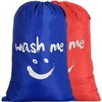 2er Set W&auml;schesack 120l Faltbar Mit Kordelzug, Smiley-design, Orange &...