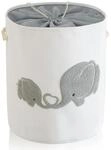 Baby W&auml;schekorb 58l Mit Zugverschluss, Faltbar, Grau Elefant