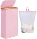 W&auml;schekorb Mit Deckel 75l, Schmal, Rosa, Mit Herausnehmbarem Innensack