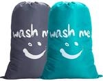 2er Pack W&auml;sches&auml;cke 120l Gro&szlig; Faltbar F&uuml;r Reise Und Haushalt Grau/blau