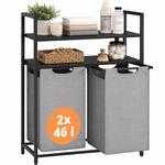 Relaxdays W&auml;schekorb Mit Ablagen, 2 Ausziehbare W&auml;schesammler, Je 46 Liter, Stoff,
