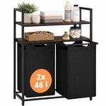 Relaxdays W&auml;schekorb Mit Ablagen, 2 Ausziehbare W&auml;schesammler, Je 46 Liter, Stoff,