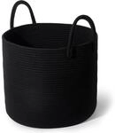 W&auml;schekorb Aus Baumwolle Mit Griffen, D40xh34cm, Geflochten, Schwarz