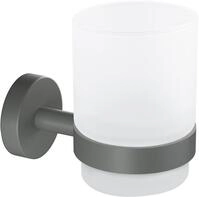 Moon Grey Zahnputzbecher Aus Satiniertem Glas Mit Halter, Matt Grau - F&uuml;r...