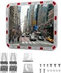 Wiltec Verkehrsspiegel 70 X 90 Cm Konvex, Eckiger Sicherheitsspiegel Mit Rot-wei&szlig;en