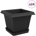 Blument&ouml;pfe 24 Stk. Schwarz Kunststoff Vidaxl