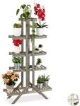 Relaxdays - Blumentreppe 5 Stufen, Holz, F&uuml;r Innen, Freistehend, Shabby-chic, Hxbxt: