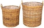 Blumentopf K&ouml;rbchen Gendt 2 Stk. Naturbraun Kubu Rattan Vidaxl