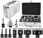 Diamant Fliesenbohrer Set 10tlg. F&uuml;r Porzellan, Granit, Marmor Mit Adapter