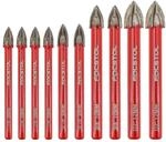 Hartmetall-bohrer Set 10tlg. F&uuml;r Fliesen Holz Beton Marmor 6-12mm Rundschaft