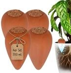 Relaxdays Tonkegel Bew&auml;sserung, 4er Set, 350 Ml, Gie&szlig;helfer Mit Deckel, F&uuml;r