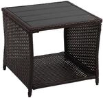 Relaxdays Balkontisch, Hxbxt: 40 X 45 X 45 Cm, Wetterfest, Polyrattan, Wpc, Stahl,