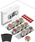 12er Set Magnetische Gew&uuml;rzdosen Edelstahl Mit Regalen Und Etiketten