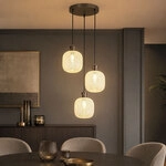 Led H&auml;ngeleuchte Pendelleuchte Esszimmerlampe 3-flammig Schwarz Metall H 120 Cm