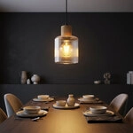 Led Pendelleuchte H&auml;ngelampe Esszimmerlampe Glas Rauchfarben Schwarz H 120 Cm