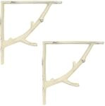 Wandregalhalterungen 2 Stk. Antik Wei&szlig; 10 X 10 X 3 Cm Stahl Vidaxl