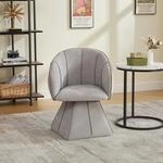 Drehbarer Chenille-sessel Grau Mit Hoher R&uuml;ckenlehne Und Armlehnen, Okwish