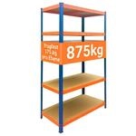 Relaxdays Schwerlastregal, Hbt: 200x100x40cm, Traglast 875 Kg, 5 Mdf-ebenen,