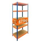 Relaxdays Schwerlastregal, Hbt: 180x90x40 Cm, Traglast 875 Kg, 5 Mdf-ebenen,