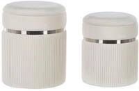Pouf Mit Stauraum 2er Set Camdenton Samtstoff Cremewei&szlig;