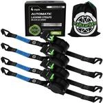 4er-pack Automatik Spanngurte Mit J-haken, 3,6m X 25mm, 340kg, Schwarz