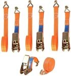 Spanngurte 4er Set Mit Ratsche & Haken, 6m, 25mm, Orange