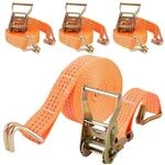 4x Spanngurte 3000kg, 6m X 38mm, Mit Haken, Orange