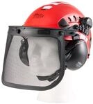 Forsthelm Forstschutzhelm Mit Visier Und Geh&ouml;rschutz Schutzhelm Rot