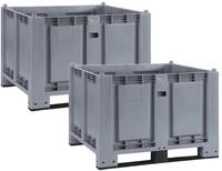 Brb Spar-set, 2x Palettenbox Mit 2 Kufen, Lxbxh 1200x800x850 Mm, Grau