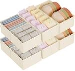8er Set Schubladen Organizer, Faltbare Stoffboxen F&uuml;r Kleidung, Beige