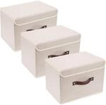 Faltbare Aufbewahrungsboxen Mit Deckel, 3er-set, Beige, 38x25x25 Cm