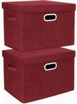 Aufbewahrungsbox Mit Deckel, Faltbar, Waschbar, 2er-set, 35l, Rotwein
