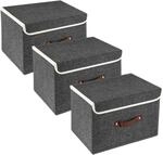 Faltbare Aufbewahrungsboxen Mit Deckel, 3er-set, 38x25x25 Cm, Schwarz
