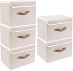 Faltbare Aufbewahrungsboxen Mit Deckel, 5er Set, 38x25x25 Cm, Beige